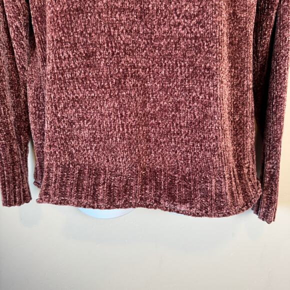 Seven7 Womens Sz M Pullover Sweater Mauve Chenille Knit Minimalist Comfort Cozy - Picture 3 of 9